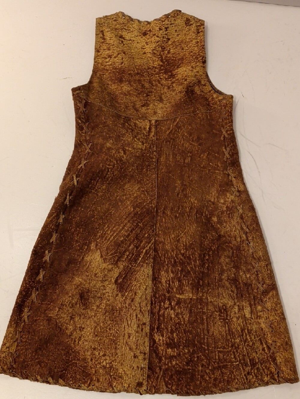 Vintage Suede Leather Long Vest and Pants 60s 70s Mod Groovy Hippie Women's SeeM - Picture 15 of 16